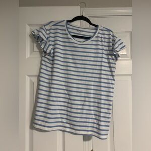 LOFT Sky Blue and White Striped Tee